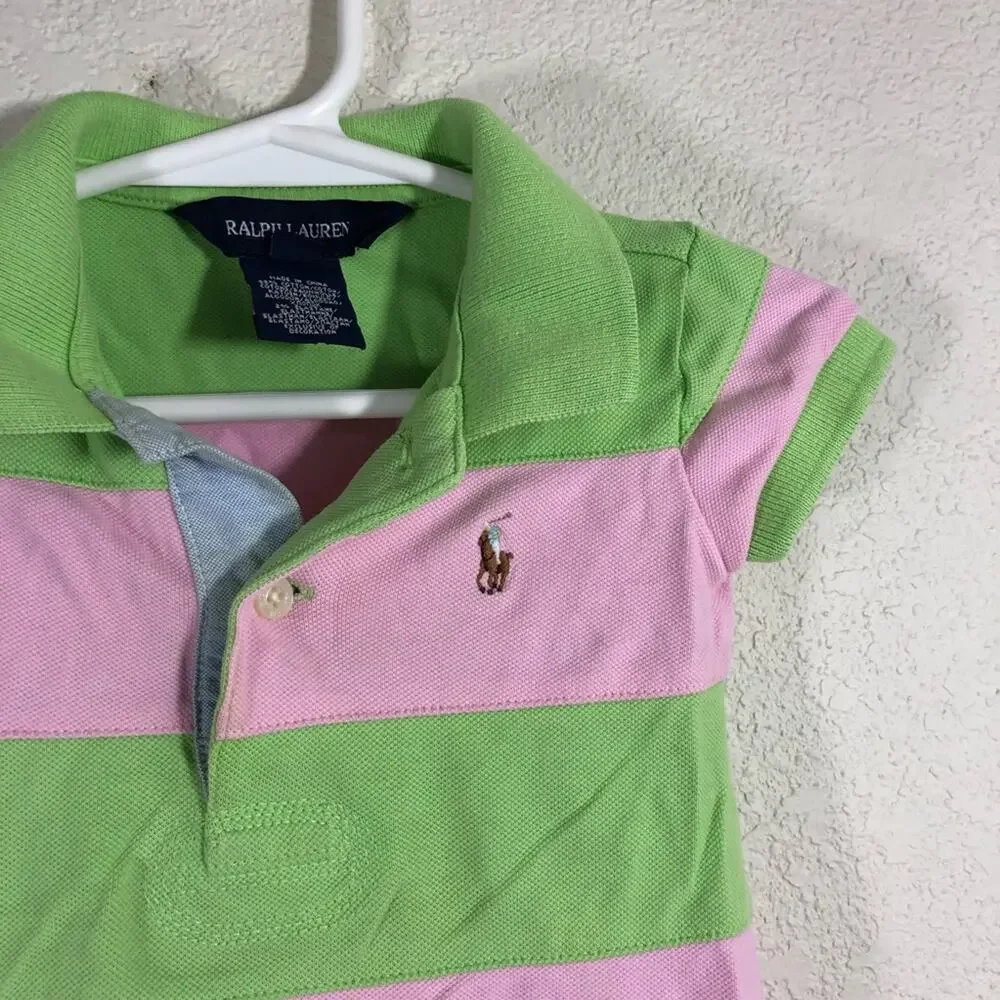 Ralph Lauren pink and green striped polo dress